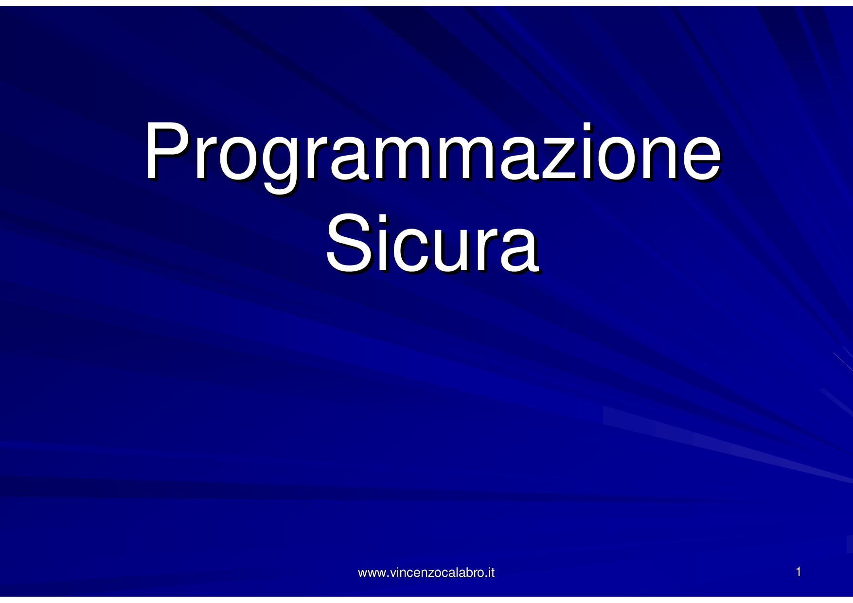 Vincenzo Calabro' | Programmazione Sicura