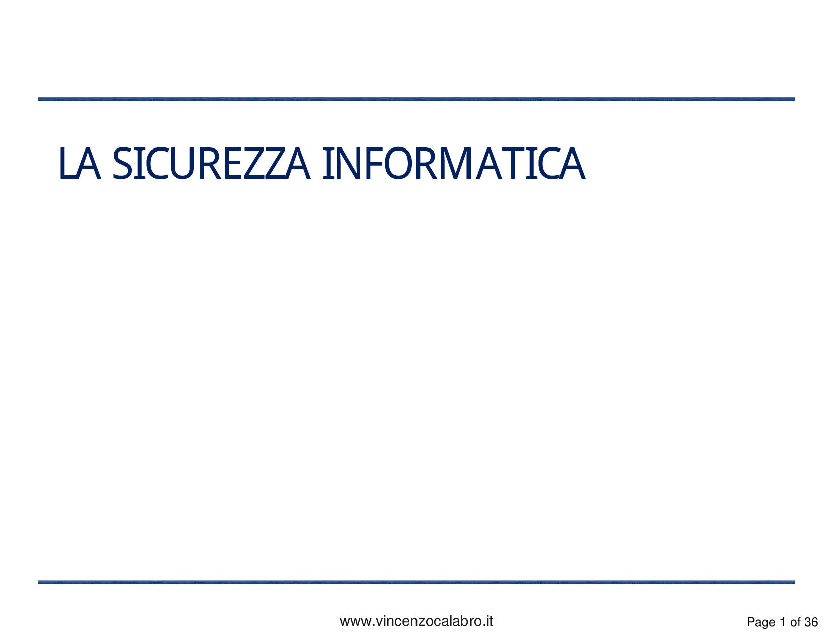 Vincenzo Calabro' | Introduzione alla Sicurezza Informatica