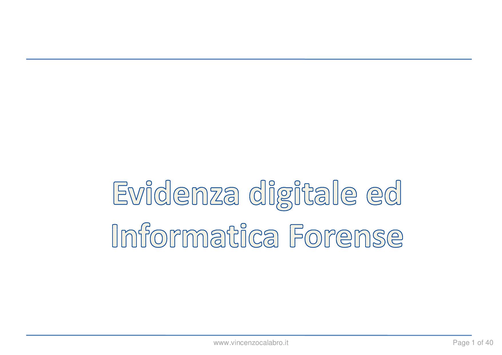 Vincenzo Calabro' | Evidenza Digitale e Informatica Forense