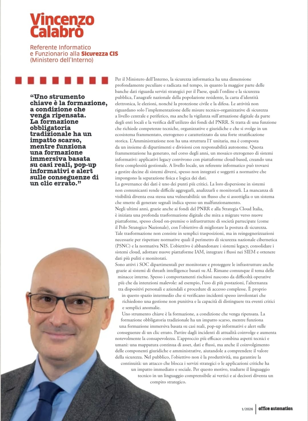 Vincenzo Calabro' | Articolo Costruire strategie di sicurezza autonome e resilienti