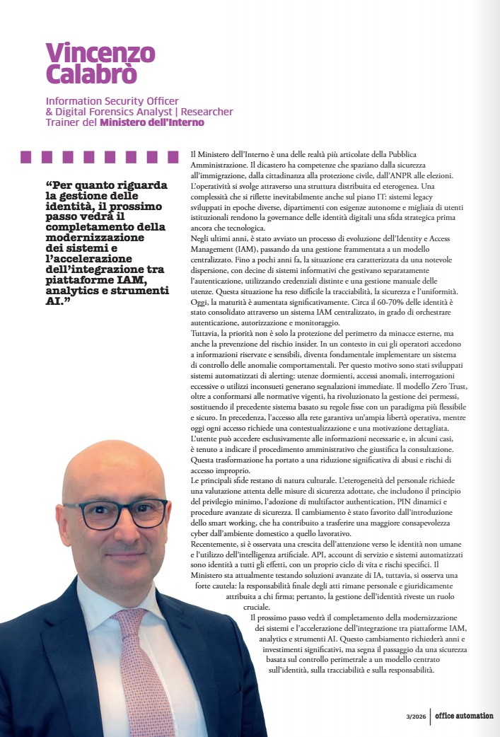 Vincenzo Calabro' | Articolo Gestione delle identità: compliance e gestione del rischio nella nuova era della sicurezza digitale